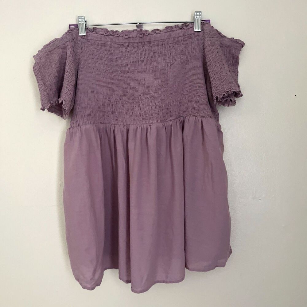 TORRID Peplum Gauze Smocked Off-Shoulder Top, Lilac- Size 3